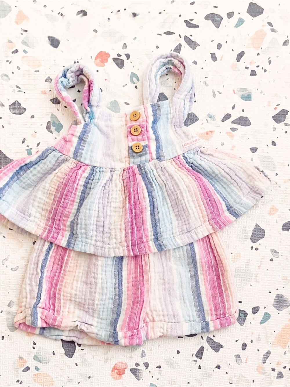 Calvin Klein Jeans Toddler Girls Pastel Multicolor Striped Cotton Tunic Set - 2T